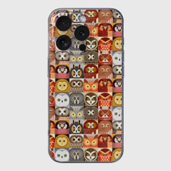 Чехол для iPhone 16 Pro Max силиконовый с защитой камеры Совы Плитка