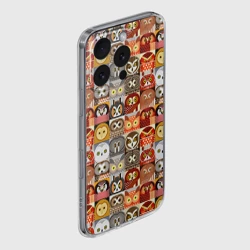 Чехол для iPhone 16 Pro Max силиконовый с защитой камеры Совы Плитка - фото 2