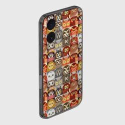 Чехол для iPhone 16 силиконовый с защитой камеры Совы Плитка - фото 2