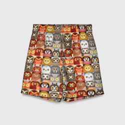 Детские спортивные шорты 3D Совы Плитка