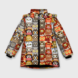 Зимняя куртка для девочек 3D Совы Плитка