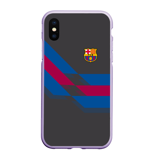 Чехол для iPhone XS Max матовый FC Barcelona Barca ФК Барселона, цвет светло-сиреневый