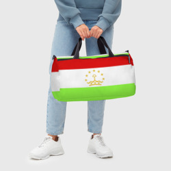 Сумка с принтом Флаг Таджикистана для любого человека, вид сзади №3. Цвет основы: белый
