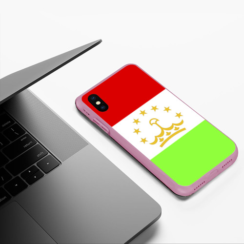 Чехол для iPhone XS Max матовый Флаг Таджикистана, цвет розовый - фото 5