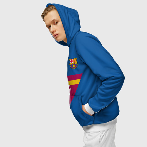 Мужская толстовка 3D на молнии FC Barcelona 2018 Star, цвет белый - фото 5