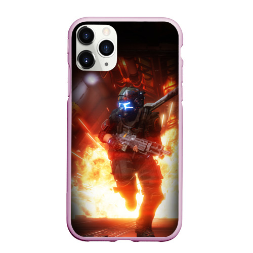 Чехол для iPhone 11 Pro Max матовый Titanfall fighter runs, цвет розовый