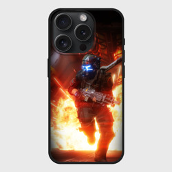 Чехол силиконовый для Apple iPhone 15 Pro матовый Titanfall fighter runs