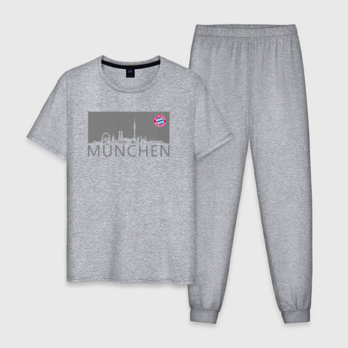 Мужская пижама хлопок Bayern Munchen - Munchen City grey (2022), цвет меланж