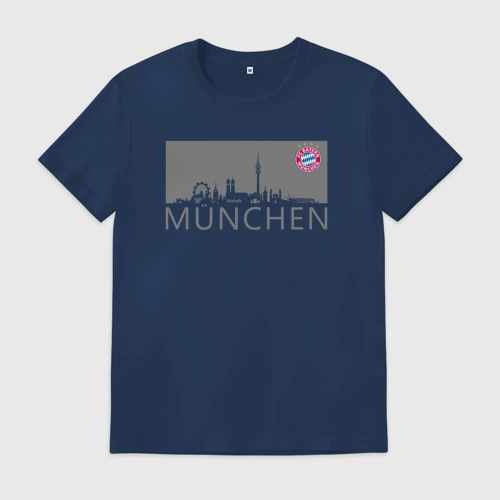 Мужская футболка хлопок с принтом Bayern Munchen - Munchen City grey (2022), вид спереди #2