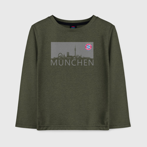 Детский лонгслив хлопок Bayern Munchen - Munchen City grey (2022), цвет меланж-хаки