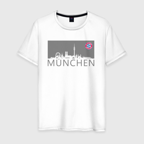 Мужская футболка из хлопка с принтом Bayern Munchen - Munchen City grey (2022), вид спереди №1