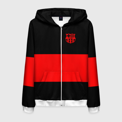 Мужская толстовка 3D на молнии FC Barcelona Black Collection, цвет белый