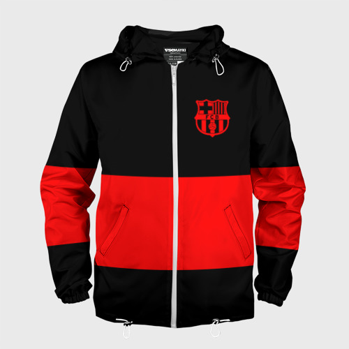 Мужская ветровка 3D FC Barcelona Black Collection, цвет белый