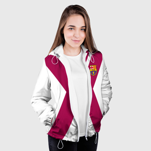 Женская куртка 3D FC Barcelona X 2018, цвет белый - фото 4