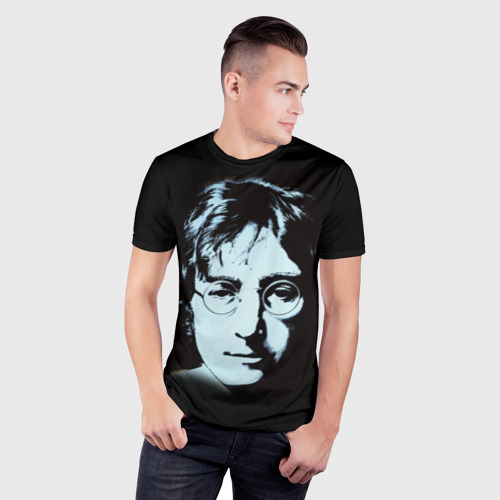 Мужская футболка 3D Slim Джон Леннон понурый, цвет 3D печать - фото 3
