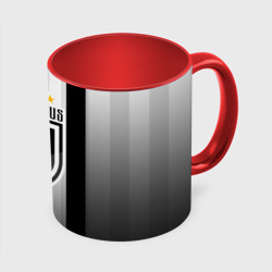 Кружка с принтом Ювентус Новый Логотип для любого человека, вид спереди №3. Цвет основы: белый + красный