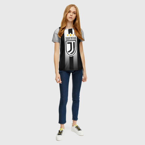Женская футболка 3D с принтом Ювентус Новый Логотип, вид сбоку #3