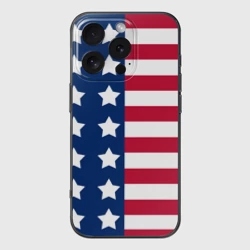 Чехол для iPhone 16 Pro силиконовый с защитой камеры USA flag американский флаг