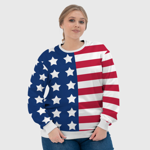 Женский свитшот 3D USA flag американский флаг, цвет 3D печать - фото 6