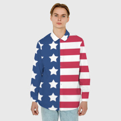 Мужская рубашка oversize 3D USA flag американский флаг - фото 2