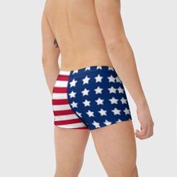 Плавки с принтом USA flag американский флаг для мужчины, вид на модели сзади №2. Цвет основы: белый