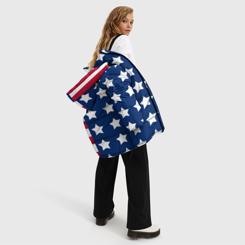 Женская зимняя куртка Oversize USA flag американский флаг, цвет черный - фото 5