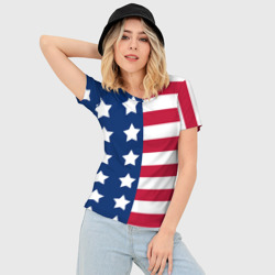 Женская футболка 3D Slim USA flag американский флаг - фото 2