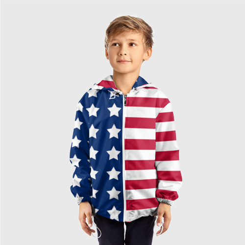 Детская ветровка 3D USA flag американский флаг, цвет белый - фото 3