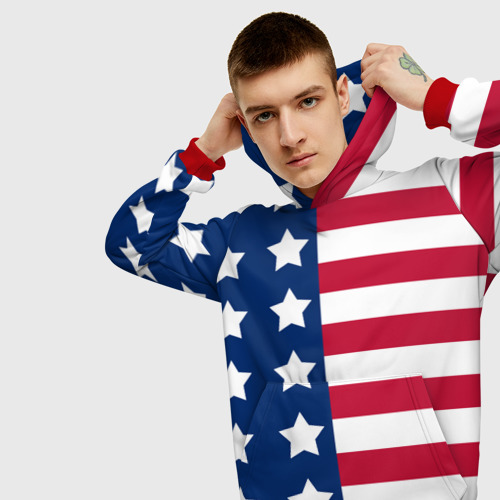 Мужская толстовка 3D USA flag американский флаг, цвет красный - фото 5