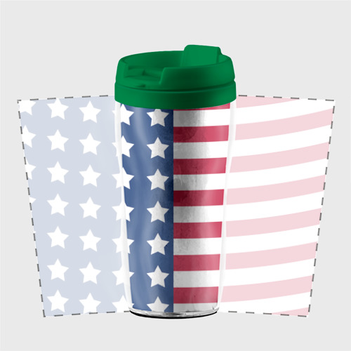 Термокружка-непроливайка USA flag американский флаг, цвет зеленый - фото 2