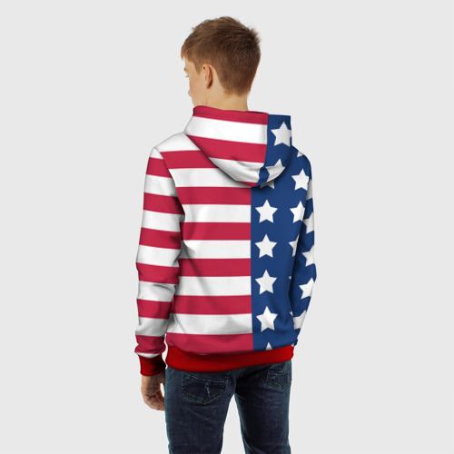 Детская толстовка 3D USA flag американский флаг, цвет красный - фото 7