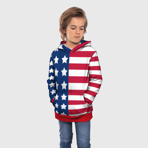 Детская толстовка 3D USA flag американский флаг, цвет красный - фото 3