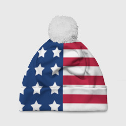 Шапка 3D c помпоном USA flag американский флаг