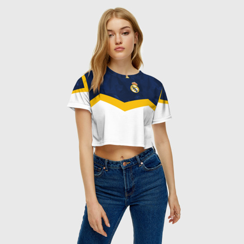 Женская футболка Crop-top 3D Реал Мадрид Real Madrid sport, цвет 3D печать - фото 3