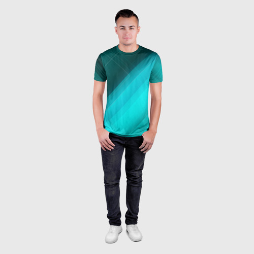 Мужская футболка 3D Slim Turquoise, цвет 3D печать - фото 4