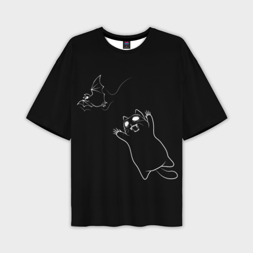 Мужская футболка oversize 3D Cat Monster, цвет 3D печать