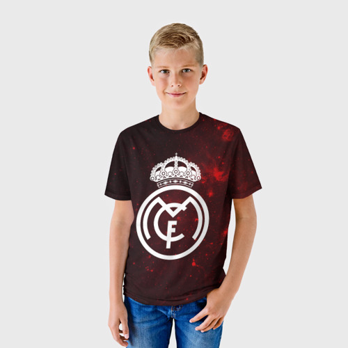 Детская футболка 3D с принтом РеалМадрид, фото на моделе #1