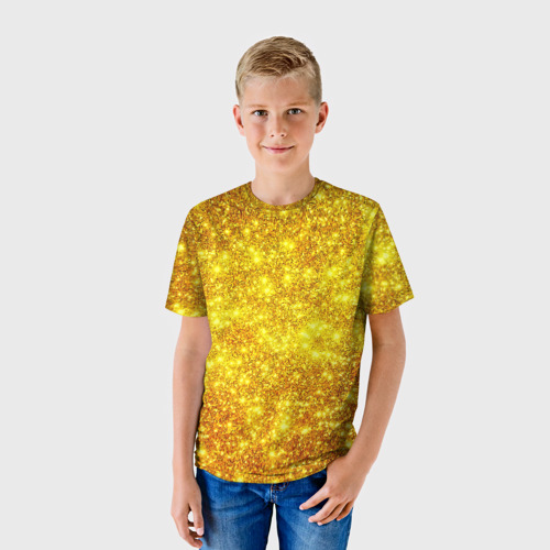 Детская футболка 3D с принтом Золотой блеск, фото на моделе #1