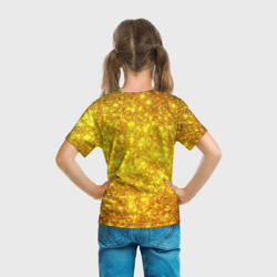 Футболка с принтом Золотой блеск для ребенка, вид на модели сзади №3. Цвет основы: белый