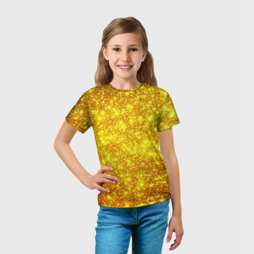 Детская футболка 3D с принтом Золотой блеск, вид сбоку #3