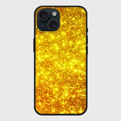 Чехол силиконовый для Apple iPhone 15 матовый Золотой блеск