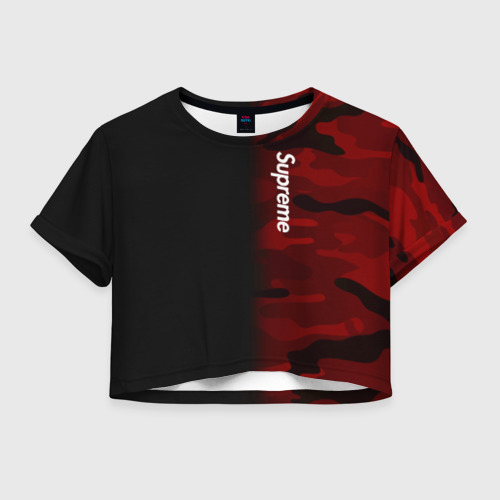 Женская футболка Cropp-top Supreme Military Black Red Фото 01 Женская футболка Cropp-top Supreme Military Black Red Фото 01