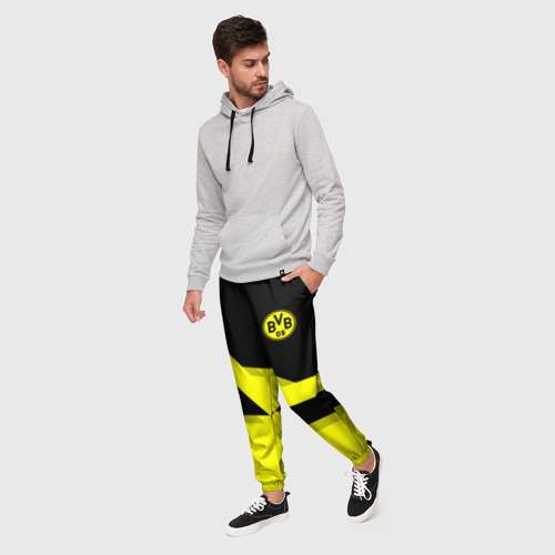 Мужские брюки 3D с принтом FC Borussia Dortmund 2018, фото на моделе #1