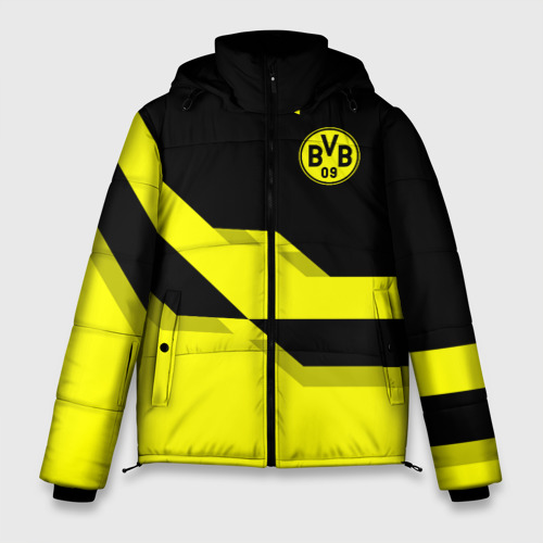Мужская зимняя куртка 3D с принтом FC Borussia Dortmund 2018, вид спереди #2