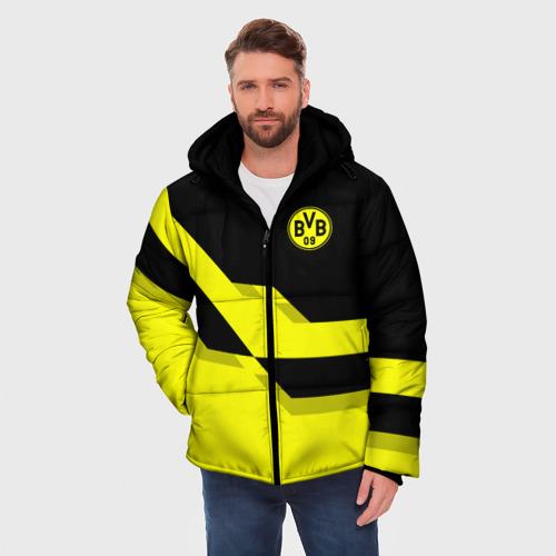 Мужская зимняя куртка 3D с принтом FC Borussia Dortmund 2018, фото на моделе #1