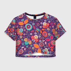 Женская футболка Crop-top 3D Цветочный взрыв