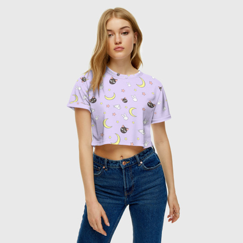 Женская футболка Crop-top 3D Сейлор Мур, цвет 3D печать - фото 3
