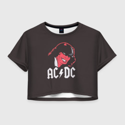 Женская футболка Crop-top 3D Чёрт AC/DC