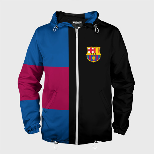 Мужская ветровка 3D FC Barcelona  Black Version, цвет белый