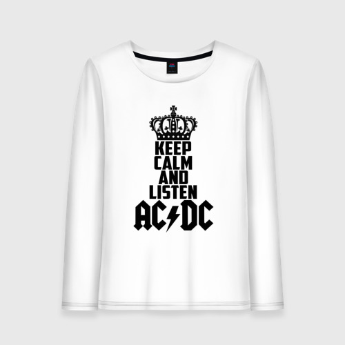Женский лонгслив хлопок Keep calm and listen AC/DC